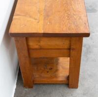 FARMHOUSE TABLE: A large hardwood farmhouse kitchen table with drawers bearing names of spices, 229cm wide, 76cm high, 57cm deep&nbsp; - 7