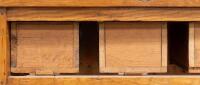 FARMHOUSE TABLE: A large hardwood farmhouse kitchen table with drawers bearing names of spices, 229cm wide, 76cm high, 57cm deep&nbsp; - 11