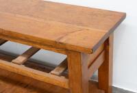 FARMHOUSE TABLE: A large hardwood farmhouse kitchen table with drawers bearing names of spices, 229cm wide, 76cm high, 57cm deep&nbsp; - 13