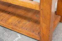 FARMHOUSE TABLE: A large hardwood farmhouse kitchen table with drawers bearing names of spices, 229cm wide, 76cm high, 57cm deep&nbsp; - 14