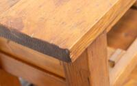 FARMHOUSE TABLE: A large hardwood farmhouse kitchen table with drawers bearing names of spices, 229cm wide, 76cm high, 57cm deep&nbsp; - 15
