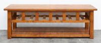 FARMHOUSE TABLE: A large hardwood farmhouse kitchen table with drawers bearing names of spices, 229cm wide, 76cm high, 57cm deep&nbsp; - 17