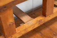 FARMHOUSE TABLE: A large hardwood farmhouse kitchen table with drawers bearing names of spices, 229cm wide, 76cm high, 57cm deep&nbsp; - 19