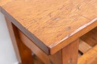 FARMHOUSE TABLE: A large hardwood farmhouse kitchen table with drawers bearing names of spices, 229cm wide, 76cm high, 57cm deep&nbsp; - 20
