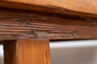 FARMHOUSE TABLE: A large hardwood farmhouse kitchen table with drawers bearing names of spices, 229cm wide, 76cm high, 57cm deep&nbsp; - 23
