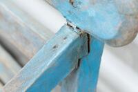 BENCH: A large rustic timber hardwood garden seat, 209cm wide, 89cm high, 71cm deep - 6