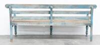 BENCH: A large rustic timber hardwood garden seat, 209cm wide, 89cm high, 71cm deep - 13