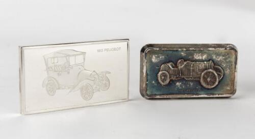 PEUGEOT: Two Peugeot silver ingots. Franklin Mint & 'The National Motor Musuem At Beaulieu'