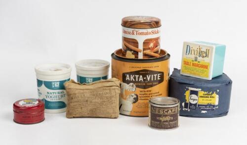 SHOP DISPLAY: A collection of interesting original tins, cans and bottles of domestic kitchen and cleaning aids
