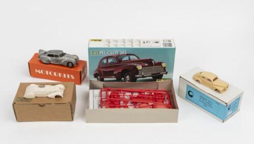 PEUGEOT: Four Peugeot plastic and white metal model kits