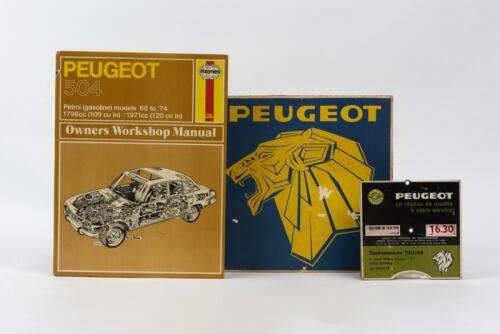 PEUGEOT PARAPHERNALIA: Three Peugeot Paraphernalia items. French rotational parking control timer