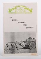 WINTON&nbsp;HYDRAULIC HOIST: A 1949 two page fold out sales brochure for the Winton hydraulic hoist, a part primarily designed for use with the Land Rover multi purpose vehicle,