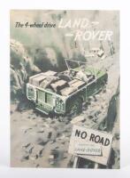 1954 4WD: A reproduced, poster style, fold out sales brochure for the 1954 4 wheel drive model, 'No Road Except for Land Rover