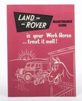 1956 4WD: An original 1956' Land Rover 'Is Your Work Horse...Treat it Well' Maintenance Guide' 10 page booklet with Regent Motors of South Melbourne stamp to rear cover - 2