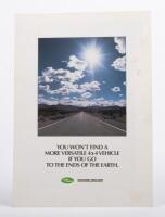LAND ROVER: An original 1985 fold out poster style sales brochure, 'You Won't Find&nbsp;a More Versatile 4x4 Vehicle If You Go To the Ends of the Earth', by Land Rover/Range Rover, four pages