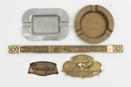PEUGEOT: A collection of Peugeot Ashtrays and Badges