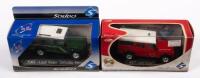 SOLIDO: Two 1:43 scale Solido models, includes a Land Rover fire service vehicle in box and a Land Rover Defender Country in box