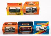 MATCHBOX: A group of five Matchbox 1:64 scale models in original packaging