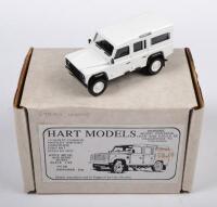 DEFENDER 110: A Hart models, made in England, white metal & resin Land Rover Defender 110 finished in stark white paintwork
