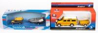 DEFENDER: Two Land Rover Defender models with trailers in original boxes