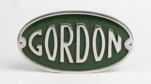 GORDON: A modern aluminium cast "GORDON" oval plaque