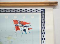 WILHELMSEN LINES: A large late 1960s&nbsp;Wilhelmsen Lines ships map showing various service lines, 96cm high, 142cm wide - 3