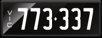 VIC Numerical Number Plate &lsquo;773.337&rsquo; finished in Prestige style with one standard and one slimline plate included. Sold with rights to display.