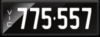 VIC Numerical Number Plate &lsquo;775.557&rsquo; finished in Prestige style with one standard and one slimline plate included. Sold with rights to display.