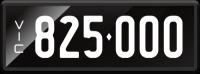 VIC Numerical Number Plate &lsquo;825.000&rsquo; finished in Prestige style with one standard and one slimline plate included. Sold with rights to display.