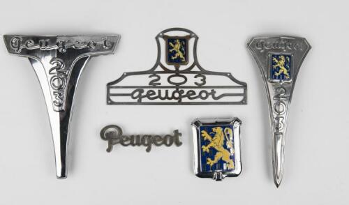 PEUGEOT: Five Peugeot 203 car badges