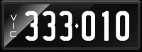 VIC Numerical Number Plate &lsquo;333.010&rsquo; finished in Prestige style with one standard and one slimline plate included. Sold with rights to display.