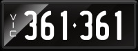 VIC Numerical Number Plate &lsquo;361.361&rsquo; finished in Prestige style with one standard and one slimline plate included. Sold with rights to display.
