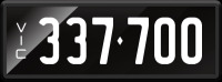 VIC Numerical Number Plate &lsquo;337.700&rsquo; finished in Prestige style with one standard and one slimline plate included. Sold with rights to display.
