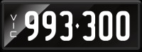 VIC Numerical Number Plate &lsquo;993.300&rsquo; finished in Prestige style with one standard and one slimline plate included. Sold with rights to display.
