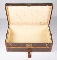 LOUIS VUITTON: An early&nbsp;20th century Louis Vuitton cabin trunk, monogram print, timber lined with brass hardware, 33cm high, 81cm wide, 47cm deep - 6