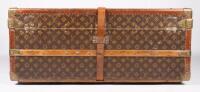LOUIS VUITTON: An early&nbsp;20th century Louis Vuitton cabin trunk, monogram print, timber lined with brass hardware, 33cm high, 81cm wide, 47cm deep - 8