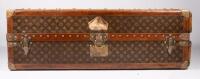 LOUIS VUITTON: An early&nbsp;20th century Louis Vuitton monogram print wardrobe trunk, 33cm high, 101cm wide, 55cm deep - 13