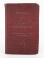 ROLLS ROYCE: An original handbook of the '20-25 HP. Rolls Royce Car' with Instruction for running and maintenance, handbook number 'XV'. Stamped to inner page 'Rippon Bros. Coachmakers Limited, Hudderfield, Bradford & Leeds