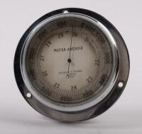 MOTOR ANEROID: A fine circa 1920s Motor Aneroid gauge by Negretti & Zambra of London, gauge reads both barometric pressure and height above sea level, lens diameter 6.5cm, overall diameter 9cm