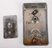 ROLLS-ROYCE: Two Rolls-Royce car badges, includes a rectangular badge, 8.5cm high, 4.7cm wide and a rectangular badge 4.7cm high, 2.6cm wide - 2