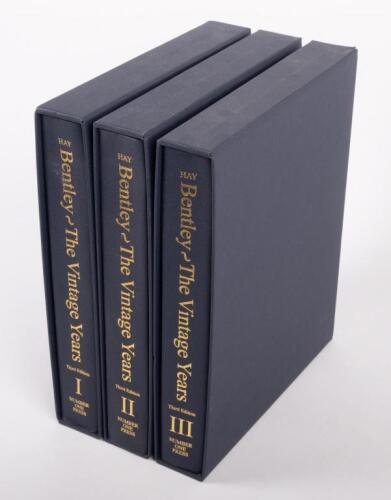 BENTLEY: 'Bentley - The Vintage Years - Volumes One, Two & Three' by Clare Hay, all hardbound and have individual slipcases for each volume, published 2015
