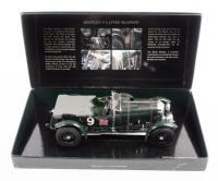 BENTLEY BLOWER: A fine and detailed Minichamps&nbsp;1:18 scale Bentley 4.5 Litre 'Blower' in British Racing Green presented in special Bentley display box with vehicle information and outer perspex protective cover