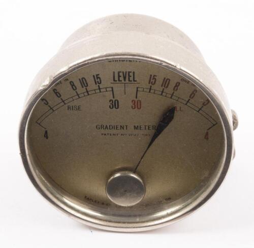 TAPLEY: A Tapley & Co (UK) gradient meter gauge, thought to perhaps suit Rolls-Royce Silver Ghost, lens diameter 7.5cm, some minor marks to chrome bezel