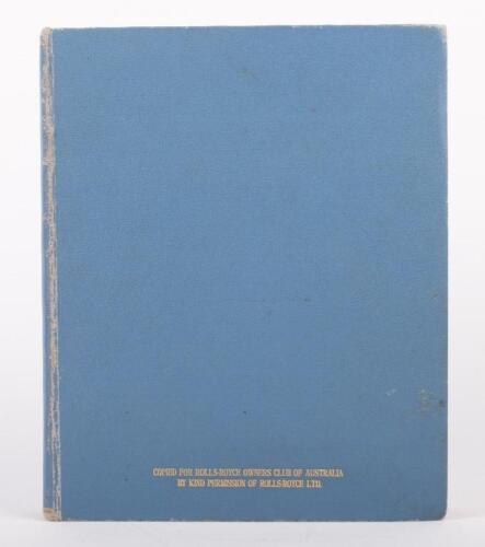 20 H.P: A copied 1924 Index of Parts book for the 20 H.P Chassis model, copied for the Rolls-Royce Owners' Club of Australia