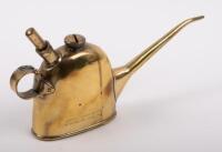 LUCAS: A early Lucas (No. 40) brass oiler, with threaded end cap, 11cm high, 21cm wide - 2