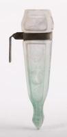 VASE: An Edwardian period Art Nouveau frosted glass vase featuring a fairy, light chips to rim, approx 19cm long, 3.5cm wide at top