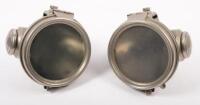 SPOT LAMPS: A pair of matching spot lamps with frosted clear lenses, lens diameter 10cm, 14cm high, 13cm wide
