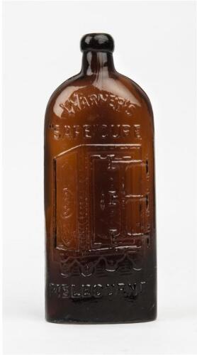 WARNER'S SAFE CURE: A slug plate 'Warner's Sage Cure, Melbourne' amber glass bottle. With Australian bottle price guides, magazines