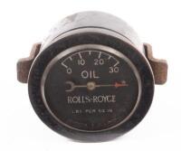 ROLLS ROYCE: An early 30 PSI oil pressure&nbsp;gauge by Dewrance of London marked to face 'ROLLS-ROYCE',&nbsp;7cm diameter overall