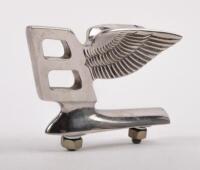 BENTLEY: A 'Flying B' Bentley mascot badge, with two mounting bolts, 6cm high, 9cm wide